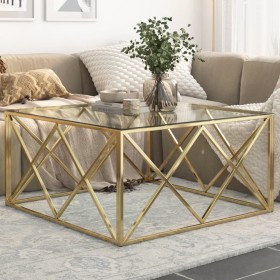 Mesa de centro dorada acero inoxidable y vidrio templado de , Mesas de centro - Ref: Foro24-349978, Precio: 275,35 €, Descuen...