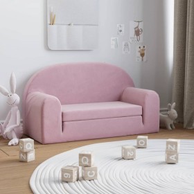 Sofá cama para niños de 2 plazas felpa suave rosa de , Mobiliario para bebés y niños pequeños - Ref: Foro24-357027, Precio: 7...