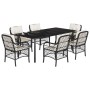 Set de comedor de jardín 7 pzas y cojines ratán sintético negro de , Conjuntos de jardín - Ref: Foro24-3212094, Precio: 755,7...