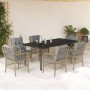 Set comedor de jardín 7 pzas con cojines ratán sintético beige de , Conjuntos de jardín - Ref: Foro24-3212164, Precio: 857,48...