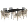 Set comedor de jardín 7 pzas con cojines ratán sintético beige de , Conjuntos de jardín - Ref: Foro24-3212164, Precio: 857,48...