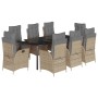 Set comedor de jardín 9 pzas con cojines ratán sintético beige de , Conjuntos de jardín - Ref: Foro24-3213272, Precio: 1,00 €...