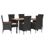 Set de comedor de jardín 7 pzas y cojines ratán sintético negro de , Conjuntos de jardín - Ref: Foro24-3277512, Precio: 697,3...