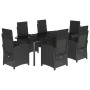Set de comedor de jardín 7 pzas y cojines ratán sintético negro de , Conjuntos de jardín - Ref: Foro24-3212327, Precio: 886,4...