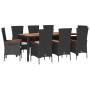 Set de comedor de jardín 9 pzas y cojines ratán sintético negro de , Conjuntos de jardín - Ref: Foro24-3277519, Precio: 902,7...