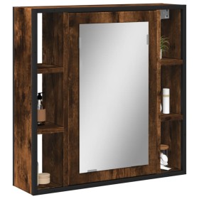 Armario con espejo baño madera roble ahumado 60x16x60 cm de , Tocadores de baño - Ref: Foro24-842428, Precio: 79,65 €, Descue...