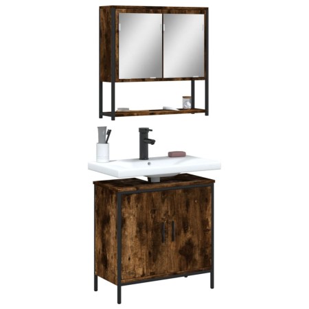 Set de muebles baño 2 pzas madera contrachapada roble ahumado de , Muebles de baño - Ref: Foro24-3214662, Precio: 119,52 €, D...