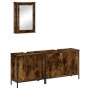 Set de muebles baño 3 pzas madera contrachapada roble ahumado de , Muebles de baño - Ref: Foro24-3214792, Precio: 161,16 €, D...