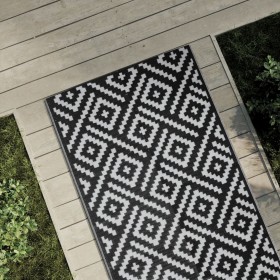 Alfombra de exterior ARAKIL blanco y negro 80x250 cm PP de , Protectores para exterior - Ref: Foro24-368575, Precio: 34,57 €,...