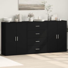 Aparadores 3 unidades madera de ingeniería negro 60x31x84 cm de , Aparadores - Ref: Foro24-3276575, Precio: 249,07 €, Descuen...