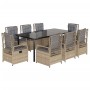 Set comedor de jardín 9 pzas con cojines ratán sintético beige de , Conjuntos de jardín - Ref: Foro24-3263012, Precio: 1,00 €...