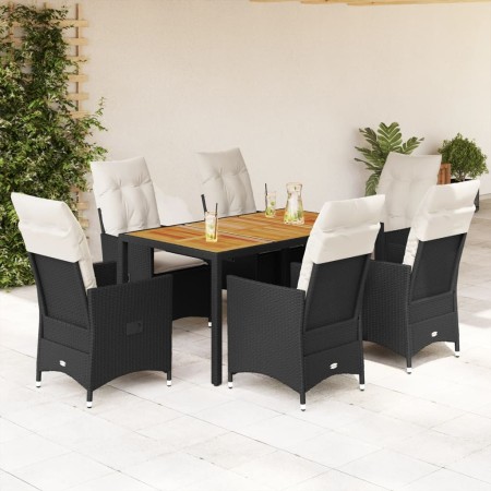 Set de comedor de jardín 7 pzas y cojines ratán sintético negro de , Conjuntos de jardín - Ref: Foro24-3276684, Precio: 792,7...