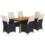 Set de comedor de jardín 7 pzas y cojines ratán sintético negro de , Conjuntos de jardín - Ref: Foro24-3276684, Precio: 792,7...