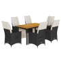Set de comedor de jardín 7 pzas y cojines ratán sintético negro de , Conjuntos de jardín - Ref: Foro24-3276858, Precio: 803,5...