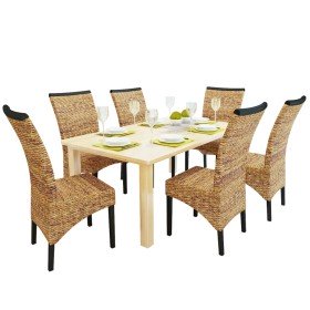 Sillas de comedor 6 unidades madera maciza de mango y abacá en Sillas de comedor | Comprar online en Foru.es