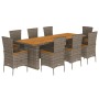 Set comedor jardín 9 pzas y cojines ratán sintético gris de , Conjuntos de jardín - Ref: Foro24-3277544, Precio: 927,47 €, De...