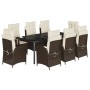 Set comedor para jardín 9 pzas y cojines ratán sintético marrón de , Conjuntos de jardín - Ref: Foro24-3213213, Precio: 1,00 ...
