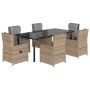 Set comedor de jardín 7 pzas con cojines ratán sintético beige de , Conjuntos de jardín - Ref: Foro24-3262880, Precio: 878,64...