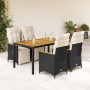 Mesita y sillas jardín 5 pzas y cojines ratán sintético negro de , Conjuntos de jardín - Ref: Foro24-3276961, Precio: 625,72 ...
