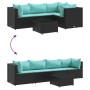 Set de muebles de jardín 5 pzas y cojines ratán sintético negro de , Conjuntos de jardín - Ref: Foro24-3308012, Precio: 328,1...