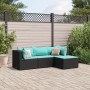 Juego de jardín con cojines 4 piezas ratán sintético negro de , Conjuntos de jardín - Ref: Foro24-3308052, Precio: 258,43 €, ...