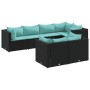 Set de muebles de jardín y cojines 7 pzas ratán sintético negro de , Conjuntos de jardín - Ref: Foro24-3308188, Precio: 504,1...