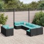Set de sofás de jardín con cojines 9 pzas ratán sintético negro de , Conjuntos de jardín - Ref: Foro24-3308300, Precio: 656,7...