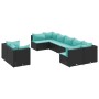 Set de sofás de jardín con cojines 9 pzas ratán sintético negro de , Conjuntos de jardín - Ref: Foro24-3308300, Precio: 656,7...