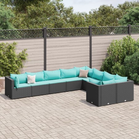Set de sofás de jardín con cojines 9 pzas ratán sintético negro de , Conjuntos de jardín - Ref: Foro24-3308316, Precio: 669,1...