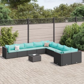 Set de sofás de jardín 11 pzas y cojines ratán sintético negro de , Conjuntos de jardín - Ref: Foro24-3308356, Precio: 799,04...