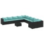 Set de sofás de jardín 11 pzas y cojines ratán sintético negro de , Conjuntos de jardín - Ref: Foro24-3308356, Precio: 799,04...