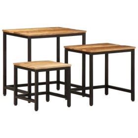 Mesas apilables 3 piezas madera maciza de mango rugosa de , Mesas auxiliares - Ref: Foro24-376042, Precio: 102,02 €, Descuent...