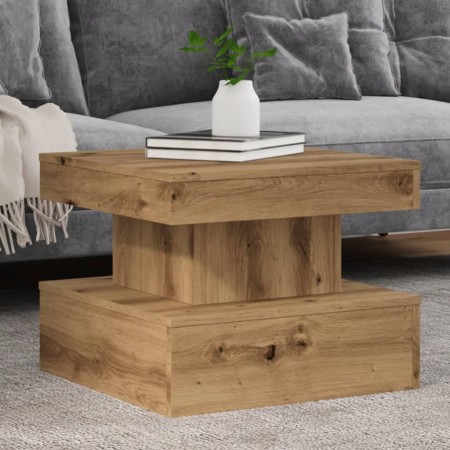 Mesa de centro con luces LED roble artisian 50x50x40 cm de , Mesas de centro - Ref: Foro24-857713, Precio: 65,74 €, Descuento: %