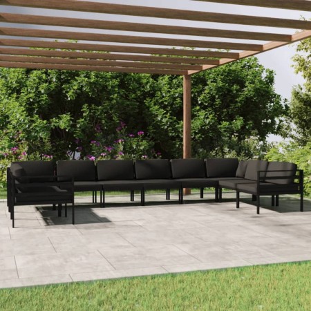 Set muebles de jardín 10 pzas y cojines aluminio gris antracita de , Conjuntos de jardín - Ref: Foro24-3107816, Precio: 1,00 ...