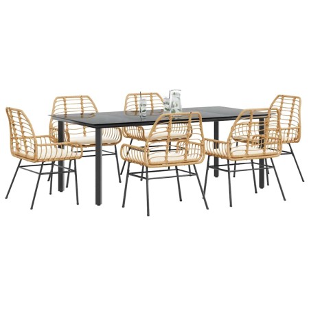 Juego de comedor de jardín 7 pzas con cojines ratán PE marrón de , Conjuntos de jardín - Ref: Foro24-3334560, Precio: 557,34 ...