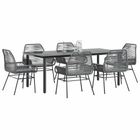 Juego comedor jardín 7 pzas cojines ratán sintético vidrio gris de , Conjuntos de jardín - Ref: Foro24-3334581, Precio: 555,3...