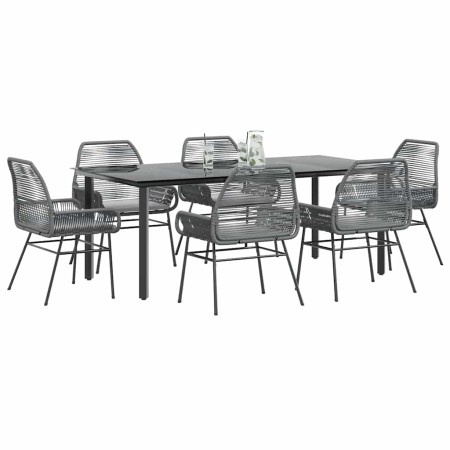Juego comedor jardín 7 pzas cojines ratán sintético vidrio gris de , Conjuntos de jardín - Ref: Foro24-3334581, Precio: 555,3...
