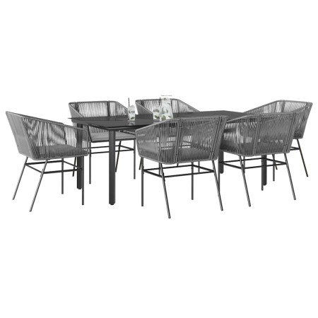 Juego comedor jardín 7 pzas cojines ratán sintético vidrio gris de , Conjuntos de jardín - Ref: Foro24-3334630, Precio: 632,6...