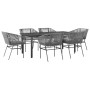 Juego comedor jardín 7 pzas cojines ratán sintético vidrio gris de , Conjuntos de jardín - Ref: Foro24-3334630, Precio: 632,6...