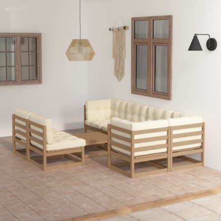 Muebles de jardín 8 pzas y cojines madera maciza pino de vidaXL, Conjuntos de jardín - Ref: Foro24-3076662, Precio: 785,24 €,...