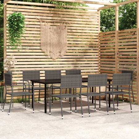 Juego de comedor para jardín 9 piezas gris de , Conjuntos de jardín - Ref: Foro24-3099588, Precio: 408,99 €, Descuento: -5%%