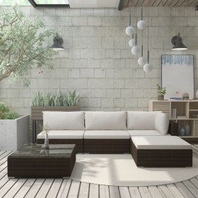 Set muebles de jardín 5 piezas y cojines ratán sintético marrón de , Conjuntos de jardín - Ref: Foro24-46781, Precio: 466,56 ...