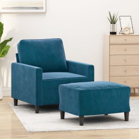 Sillón con taburete terciopelo azul 60 cm de , Sofás - Ref: Foro24-3201054, Precio: 205,82 €, Descuento: %