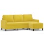 Sofá de 3 plazas con taburete terciopelo amarillo 180 cm de , Sofás - Ref: Foro24-3201061, Precio: 300,98 €, Descuento: %