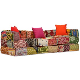 Puf modular de 3 plazas de tela patchwork de , Cojines para sillas y sofás - Ref: Foro24-244979, Precio: 452,04 €, Descuento: %