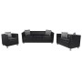 Conjunto de sofás de 2 y 3 plazas y sillón de cuero artificial negro de , Sofás - Ref: Foro24-272179, Precio: 826,60 €, Descu...