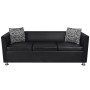 Conjunto de sofás de 2 y 3 plazas y sillón de cuero artificial negro de , Sofás - Ref: Foro24-272179, Precio: 826,60 €, Descu...