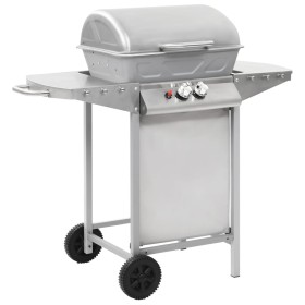Barbacoa portátil de gas con 2 zonas plateada acero inoxidable de , Barbacoas - Ref: Foro24-276149, Precio: 152,22 €, Descuen...