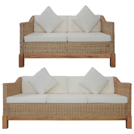 Juego de sofás con cojines 2 piezas ratán natural de , Sofás - Ref: Foro24-278615, Precio: 1,00 €, Descuento: %