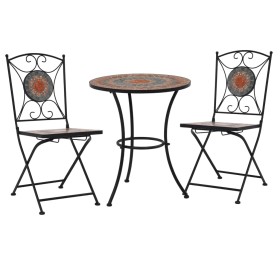 Set mesa y sillas bistró 3 piezas mosaico cerámica naranja/gris de , Conjuntos de jardín - Ref: Foro24-279691, Precio: 233,68...